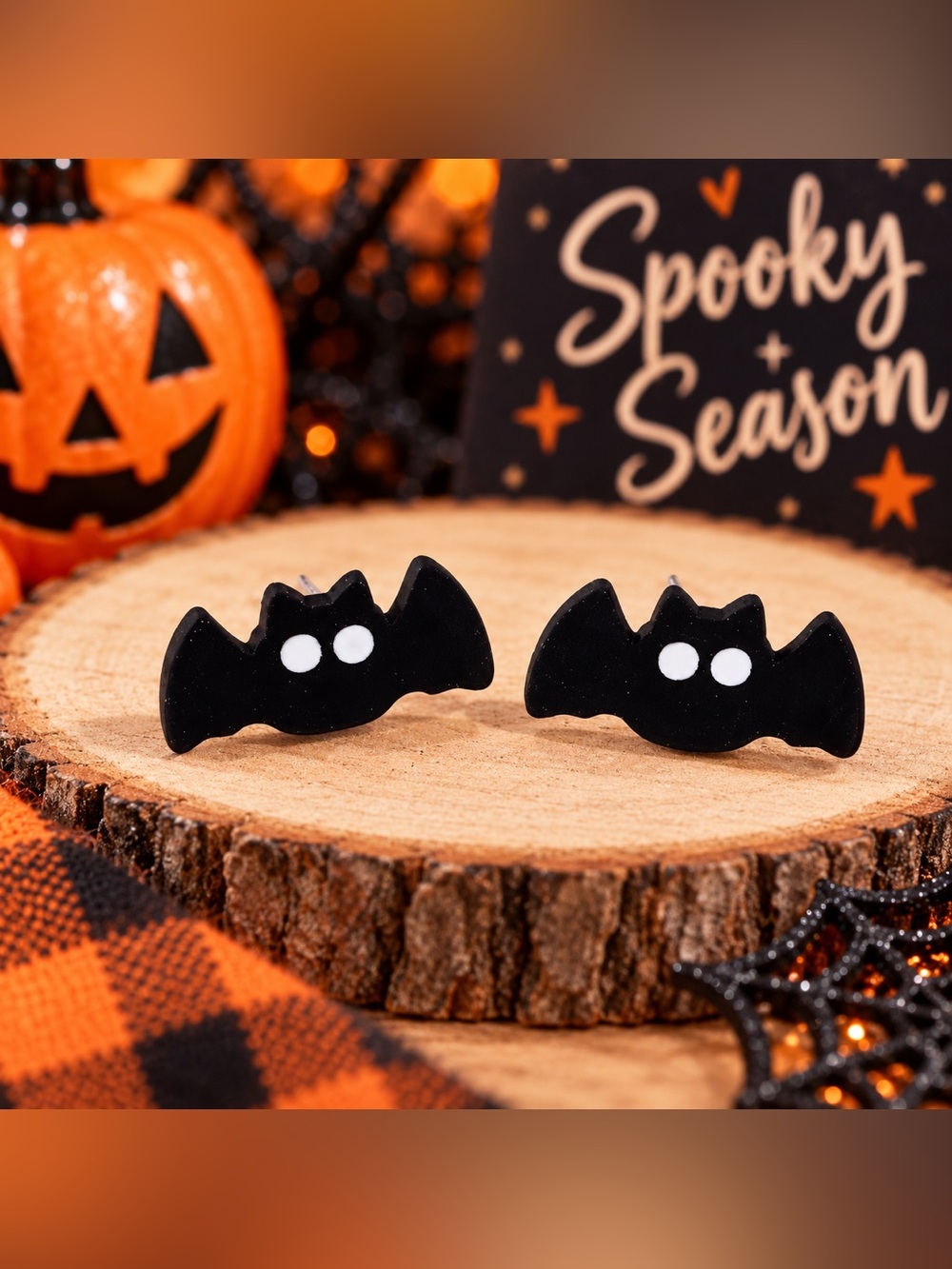 Black Bat Stud Earrings Halloween Spooky Cute Gothic Vampire Earrings
